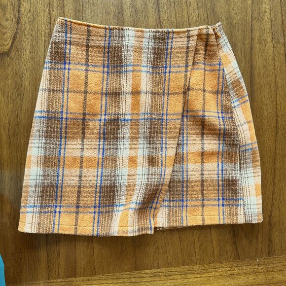 Preppy Orange Plaid Skirt XS - Picture 5 of 7